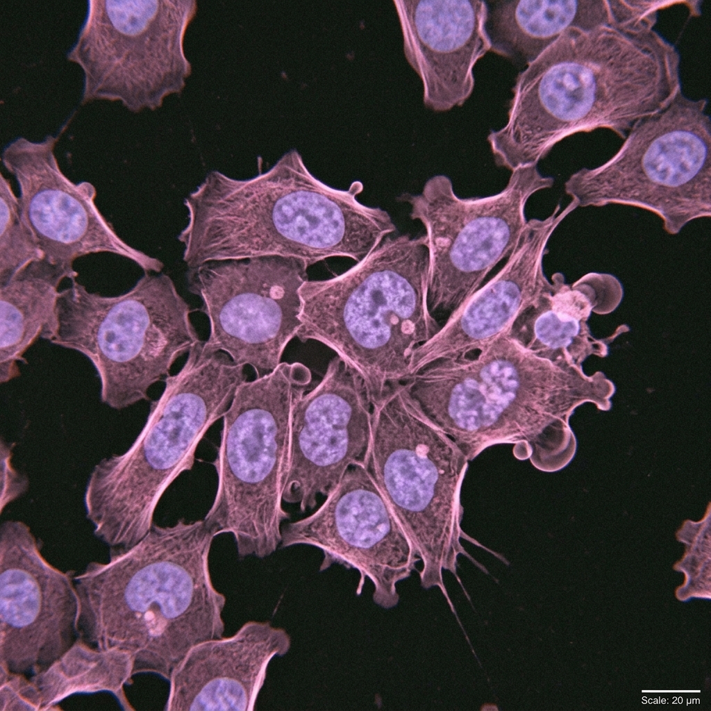 Breast Cancer Research — fluorescence microscopy of cancer cells